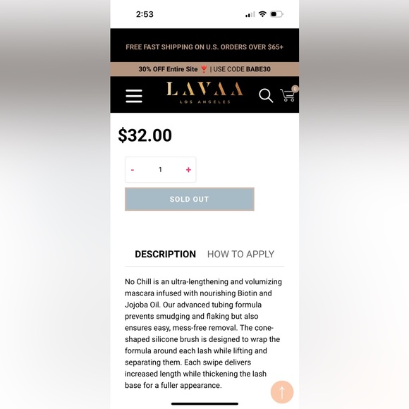 NWT Laava No Chill Mascara - Picture 2 of 3